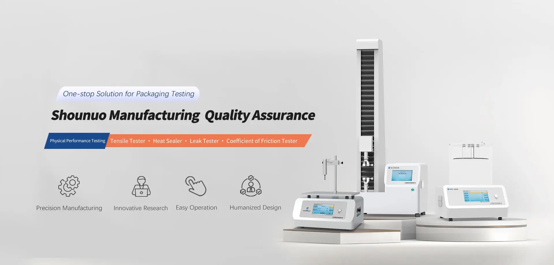 One stop solution for packaging such as tensile machines/sealing instruments