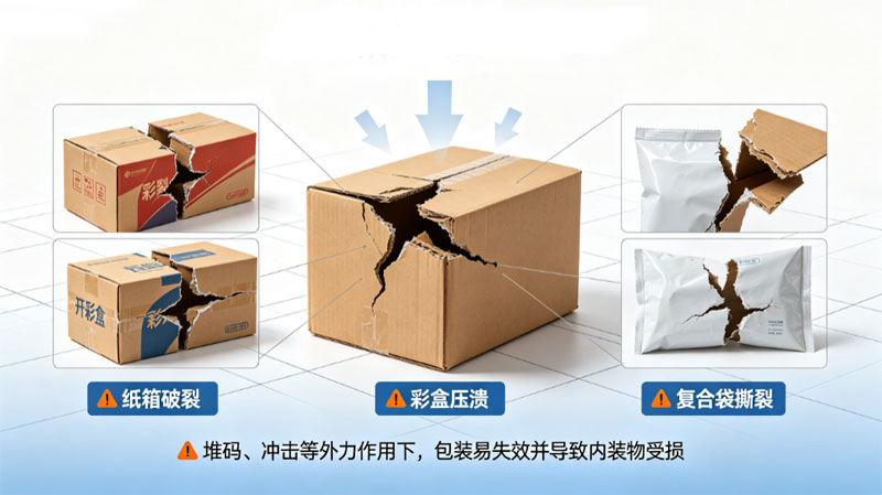 耐破强度不足，导致纸箱、复合袋等破裂